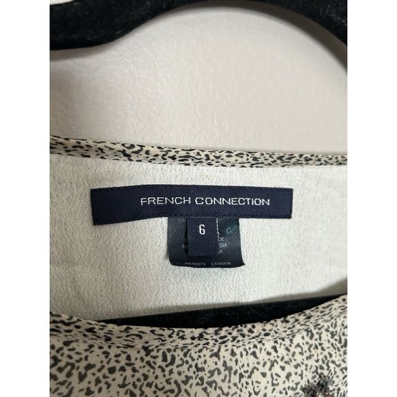 100% Silk French Connection Beaded Embellished Midi Dress Size 6 Black Beige - Picture 8 of 14